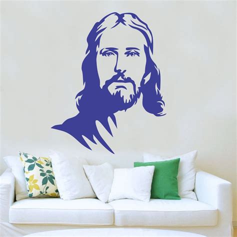 Buy Indra Graphic Jesus Blue Vinyl Wall Sticker (48 * 58 cm) - Color ...