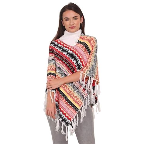Buy eWools Women's Poncho (eWools Woolen Ponchos_Mutlicolored_Large) at ...