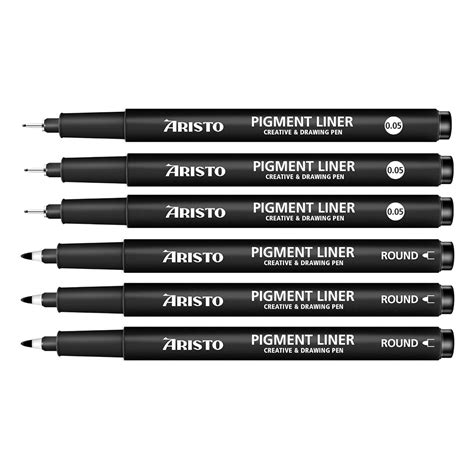 Aristo | Pigment Liner | 0.05/Round | Set of 6 Pens – penpencilink
