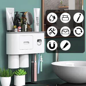 LXOICE Wall Mounted Toothbrush Holder Stand with Toothpaste Dispenser ...