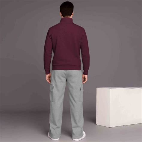 Maroon High Neck Sweatshirt and Grey Cargo Plain Baggy Tracksuit – TRIPR