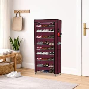 GlowSilk Multipurpose 9 Tier 100GSM Dustproof Fabric Cover Shoe Rack ...
