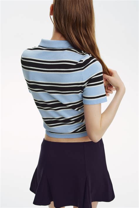 Short-sleeved cardigan - Light blue/Striped - Ladies | H&M IN