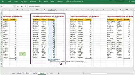 Image result for Excel Super Star Tutorial SUMIFS
