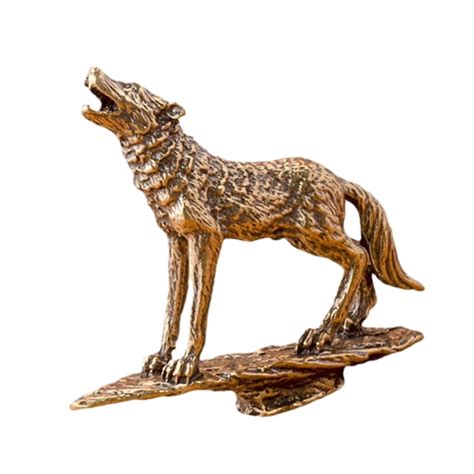 Buy SECRET DESIRE Brass Wolf Statue Animals Brass Wolf Decor Ornaments ...