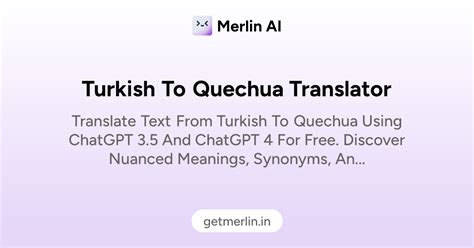 Turkish to Quechua Translator