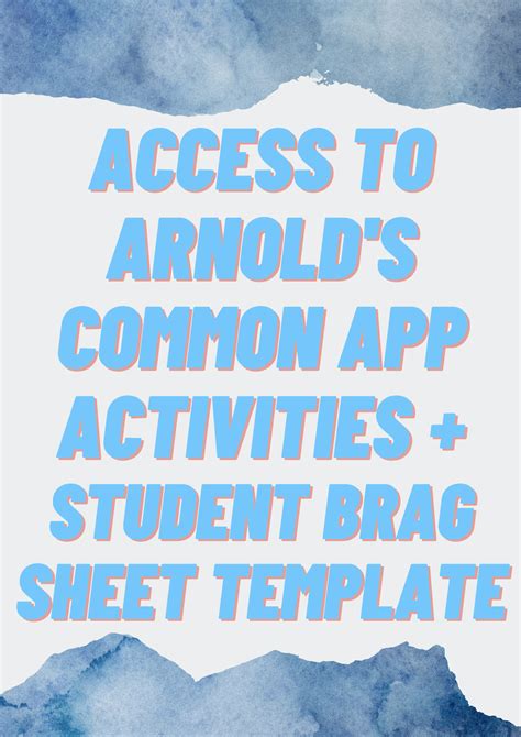 Common App Activities/Extracurriculars Student Brag Sheet Template ...
