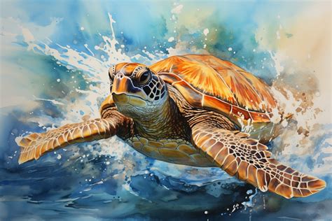 Sea Turtle Watercolor Art Free Stock Photo - Public Domain Pictures