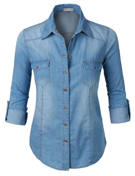 CLEARANCE | LE3NO | Womens denim shirt, Long denim shirt, Lightweight ...