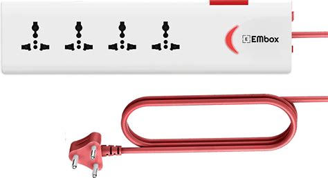 Buy EMBOX Extension Board with Switches 1500 W, 4 Universal Sockets ...