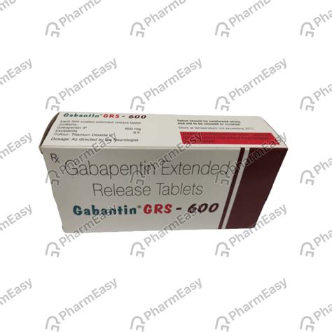Gabantin Grs 600 MG Tablet (10): Uses, Side Effects, Price & Dosage ...