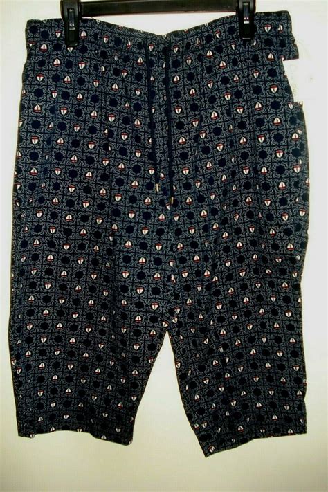 Ladies Petite Capris Coral Bay Navy Nautical Size PXL | eBay