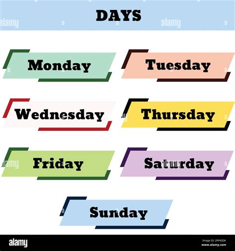 7 days in a week vector vectors hi-res stock photography and images - Alamy