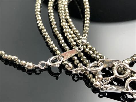 ペルー産★SV925製/天然石ブレスレット/パイライト(黄鉄鉱/Pyrite)/ファセットカット/約2mm/1本【天然石/パワーストーン ...