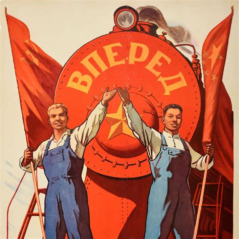 Original Vintage Soviet Propaganda Poster Towards The Great Goal China ...