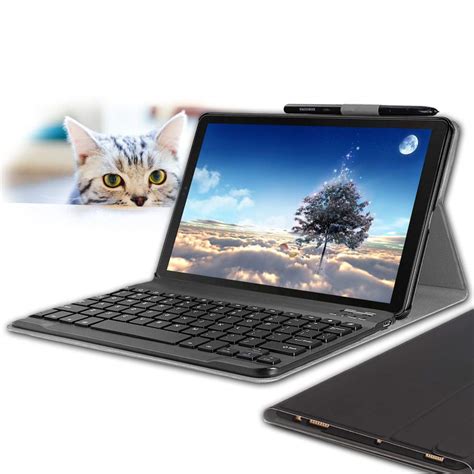 Wineecy Galaxy Tab A 10.5 2018 Keyboard Case, Stylish PU Leather Auto ...