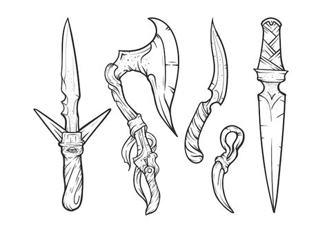 Ancient weapons set vector hand drawn illustration sketch style drawing ...