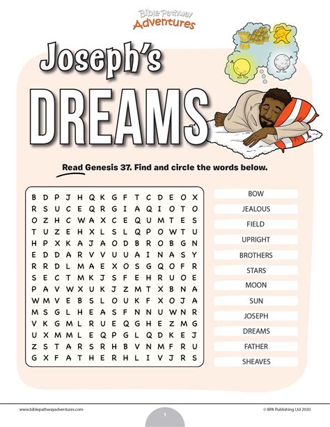 Joseph The Dreamer Bible Printable Activities
