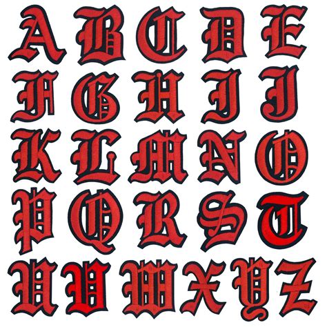 Amazon.com: Red Gothic Iron on Old English Letter Patches A-Z 2 ...