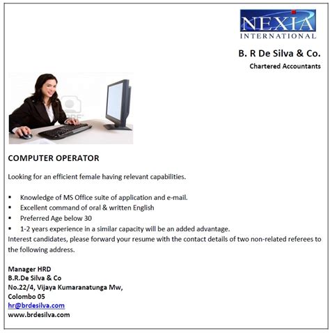 Image result for Wanted Computer Operator