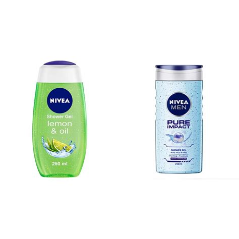 Buy NIVEA Shower Gel, Lemon & Oil Body Wash, Women, 250ml And NIVEA Men ...