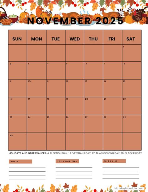 Print A Calendar November 2025 Thanksgiving