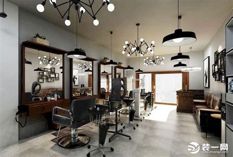 理发店装修设计案例：跳脱框架的几何现代风格理发店-上海装潢网