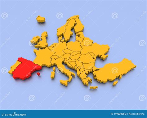 Map Of Europe With Highlighted Spain Royalty Free Vector Map Of Europe With Highlighted Spain ...