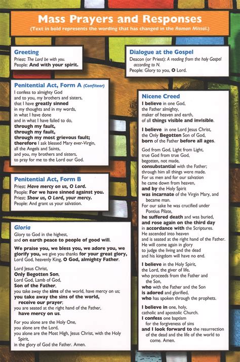 Catholic Mass Pew Cards Participation In Catholic Rites And