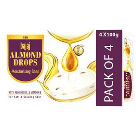 Bajaj Almond Drops Moisturising Soap - Almond Oil & Vitamin E, For Sof ...