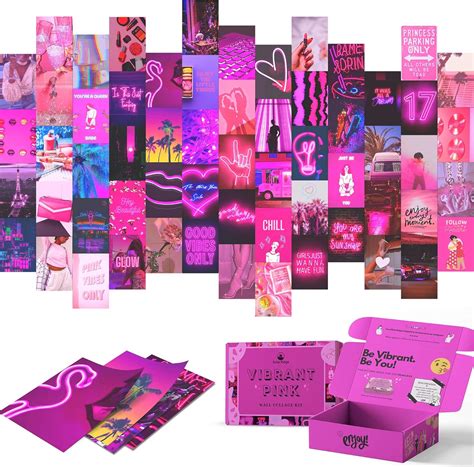 Solar Ridge Vibrant Pink Wall Collage Kit Aesthetic Pictures 60 India ...