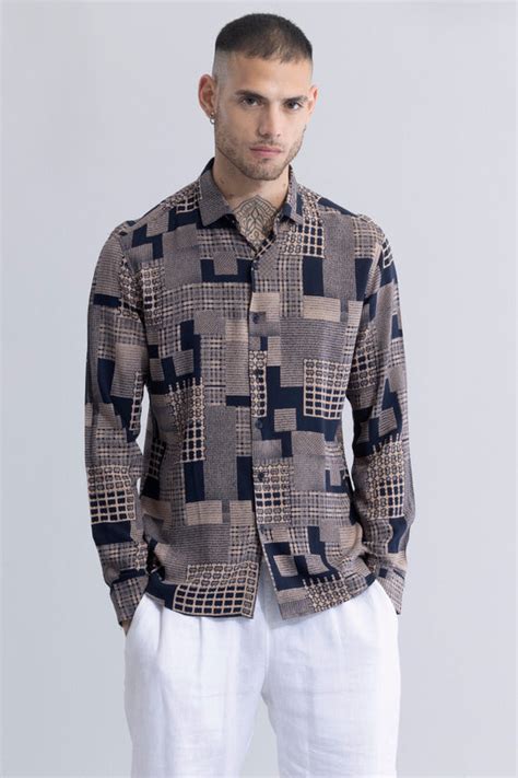 Buy Men's GeoGlam Cream Shirt Online | SNITCH
