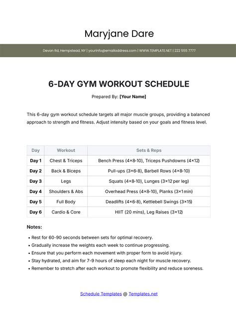 6 Day Gym Workout Schedule 6 Month Bodybuilding Program To Achieve
