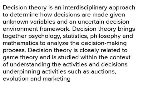 What do you understand by decision theory? - Brainly.in