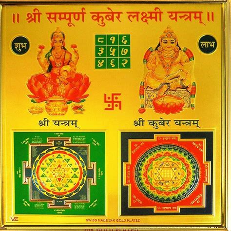Brij Sugandha Shree Lakshmi Kubera Yantra Golden Picture Frame for ...