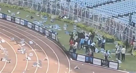 Watch: Bottles and chairs fly as fans react to Lionel Messi's 'hurried ...