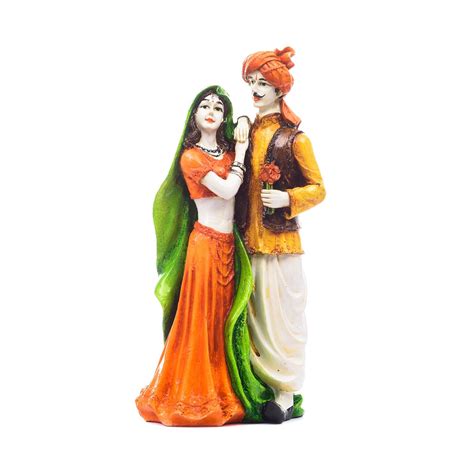 Buy eCraftIndia Polyresin Rajasthani Man and Women Statue (13 cm x 10 ...