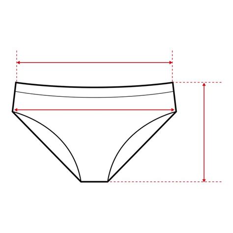 Panties technical drawing with measurement points and size chart ...