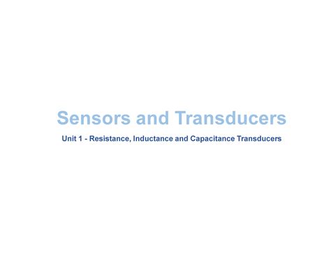 Unit1a - Study notes - Sensors and Transducers Unit 1 - Resistance ...