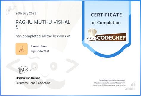 Image result for CodeChef Certificate Java