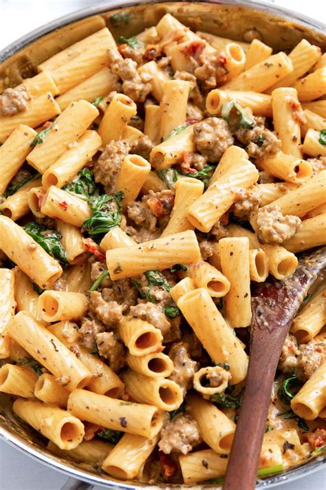 Creamy Tuscan Sausage Pasta - The Cooking Jar