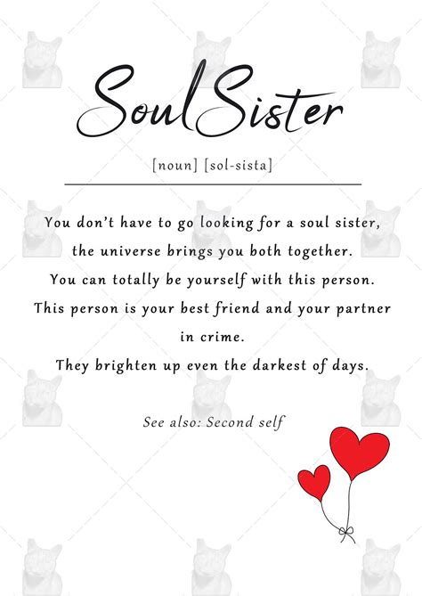 Soul Sister Definition Card, Card for Best Friend, Card for Bestie ...