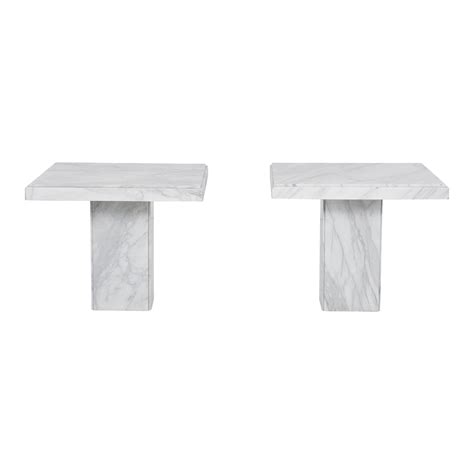 Pair of Marble Cube End Tables at 1stDibs