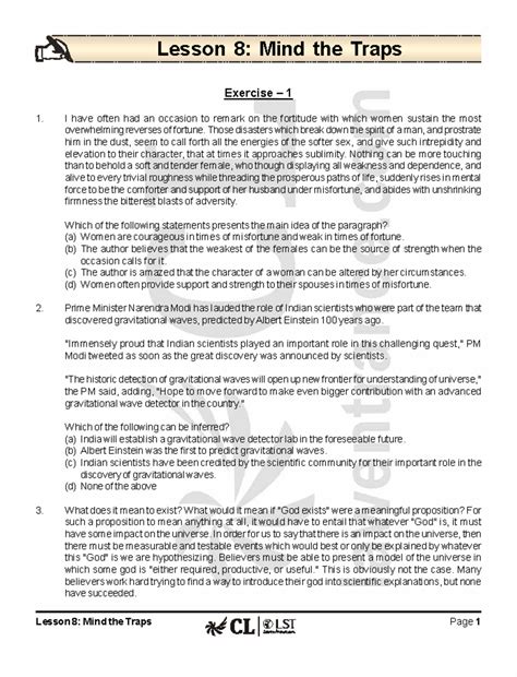 7227 Mindthetrap - sheet - Lesson 8: Mind the Traps Page 1 Lesson 8 ...