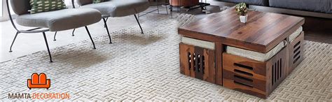 Mamta Decoration Sheesham Wood Coffee Table for Living Room with 4 ...