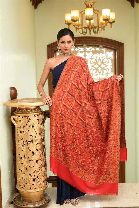 Pashtush Womens Faux Pashmina Shawl, Faux Pashmina, Jamawar Design, Re ...