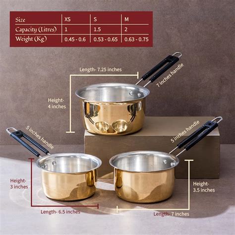 P TAL Brass Saucepan For Tea (1l, 1.5l, 2l)