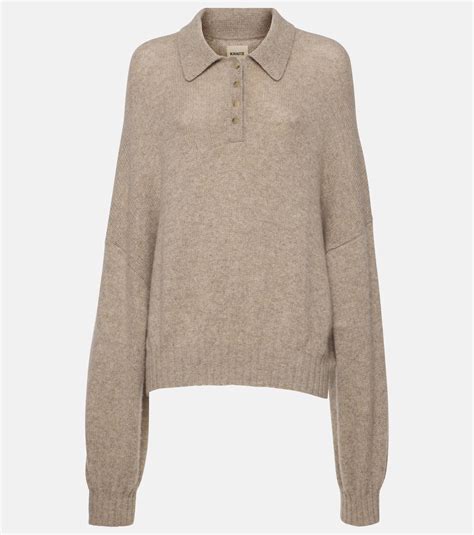 Rene cashmere polo sweater in beige - Khaite | Mytheresa