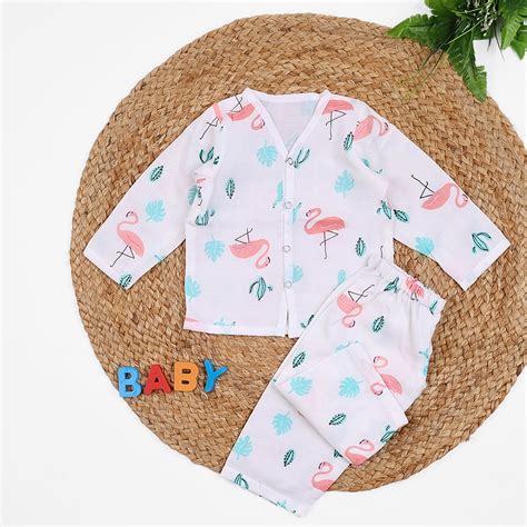 Baby Unisex Organic Cotton Muslin Full Sleeves Jhabla & Payjama | Flam ...