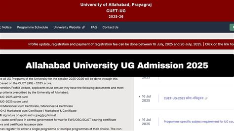 Allahabad University UG Admission 2025: Registration Process For CUET ...
